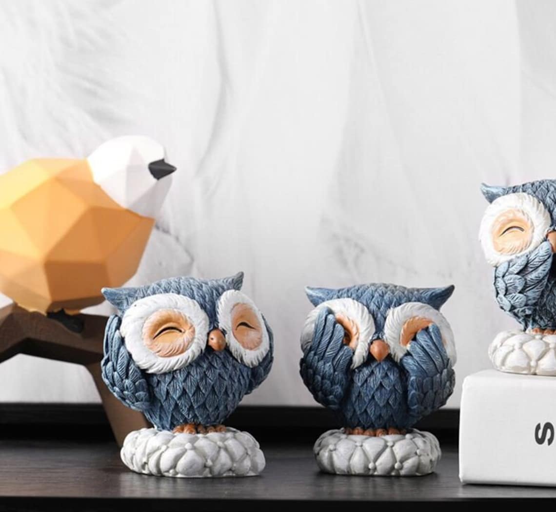 Cute Owl Sculpture Beautiful Small Owl Figurine Decorative Etsy