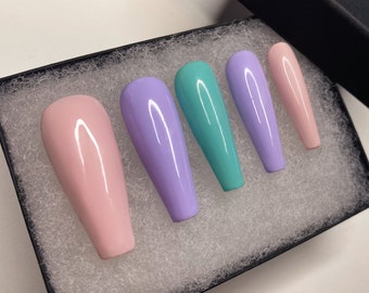 Multicolor Nails Etsy Multicolor Nails Etsy