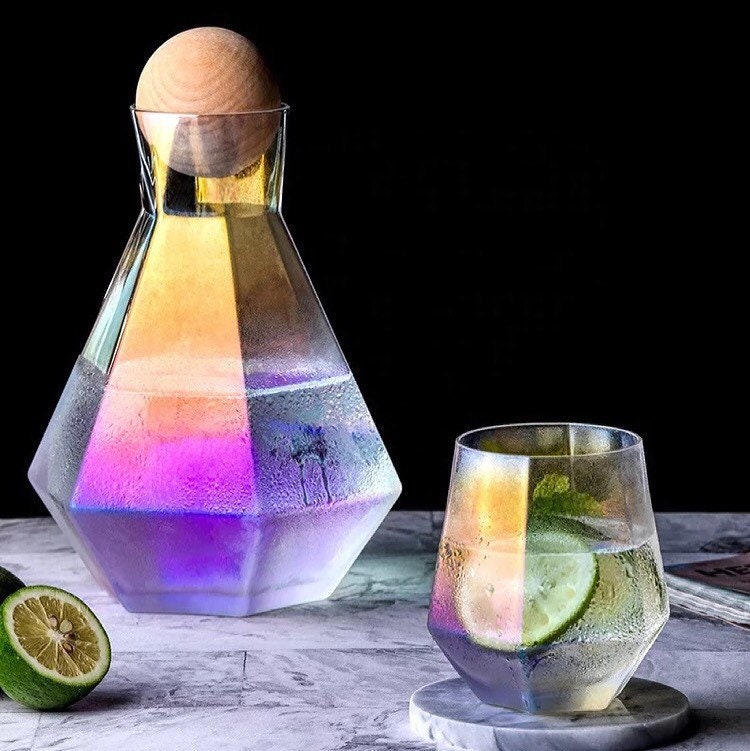 Home & Living Glasses Whiskey Decanter Carafe and Glass Set Crystal