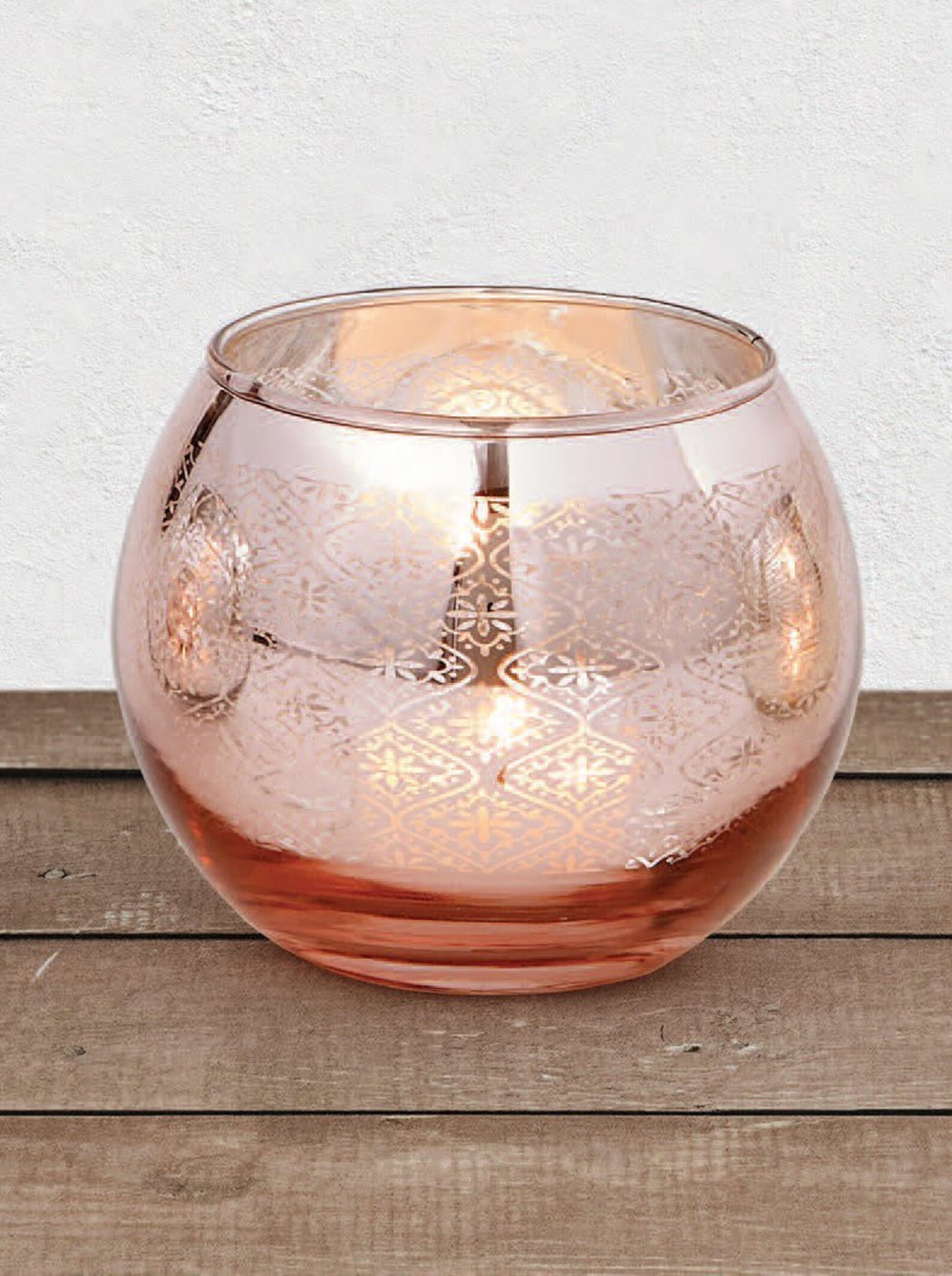 Rose Gold Votive Candle Holders FEMME FATALE Round Glass Etsy