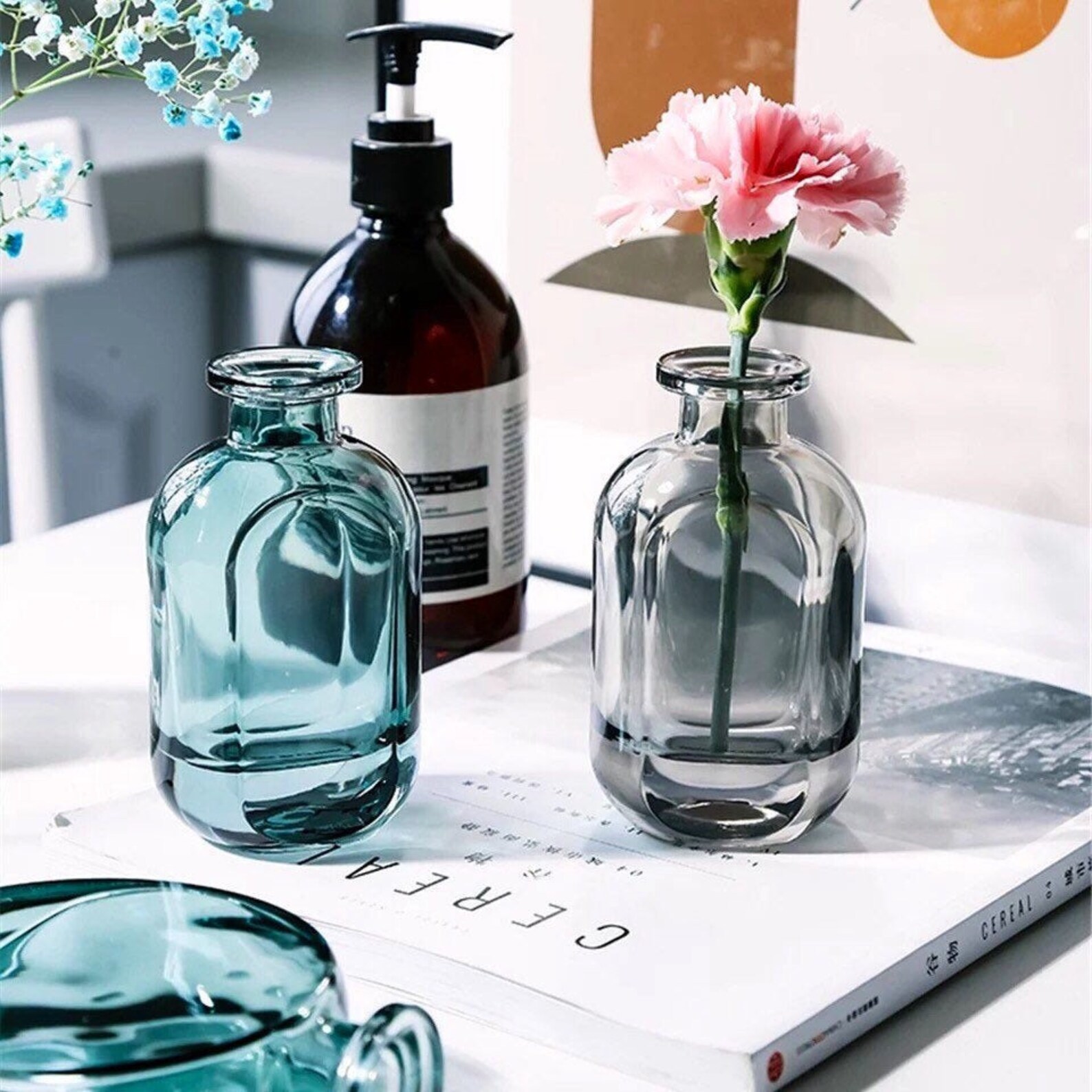 Minimalist Glass Bud Vases Stained Glass Vases Modern Vase Etsy