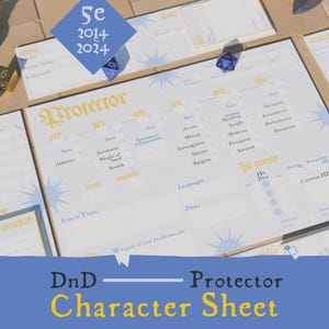 Pacote de Fichas de Personagem de D&D "Protetor" - modular, inovador, ideal para iniciantes - Compatível com 5e 2024 - inclui Cartas de Jogo e Folhas de Consulta Rápida