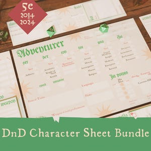 Pacchetto schede personaggio D&D "Avventuriero" - la scheda personaggio reinventata - compatibile con 5e 2024 - include carte da gioco e foglietti illustrativi