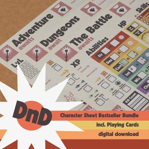 DnD Character Sheet Bestseller Bundle - Design retrò ottimizzato. Compatibile con la quinta edizione del 2024 di Dungeons & Dragons