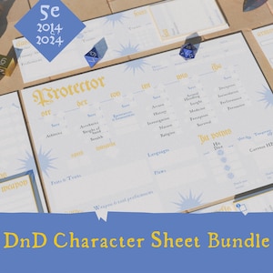 Pacchetto di schede personaggio D&D "Protector" - la scheda personaggio reinventata - compatibile con 5e 2024 - include carte da gioco e foglietti illustrativi