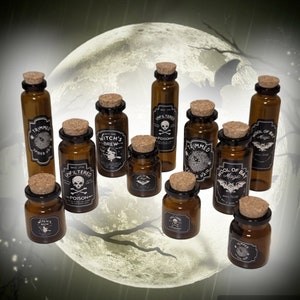Halloween Decoration | Set of 4 Mini Potion Bottles