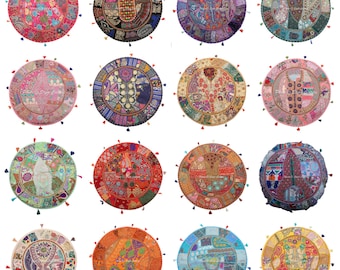 28 "India Hecho a mano Cojín Redondo Cubierta Piso Decorativo Vintage Grandes Almohadas Cubiertas Patchwork Meditación Yoga Pillow Case Cover Throw