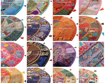 All Size Ethnic Indian Floor Cushion Cover Vintage Patchwork Meditation Pillow Cotton Case Large Decorative Round Decor Seating Tuffet Seat