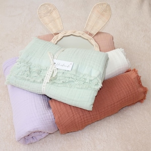 Personalisierte Babydecke: Gestickter Name, weicher Musselin-Baumwolle