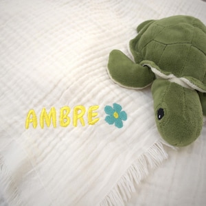 Personalized Newborn Gift | Soft Muslin Cotton Embroidered Baby Blanket, OEKO-TEX® Muslin Name Blanket, Quality Name Blanket