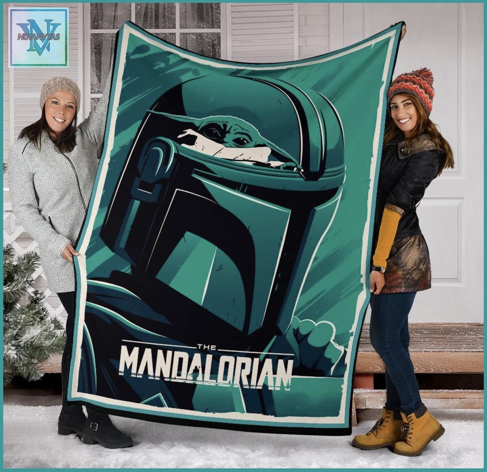 The Mandalorian Fleece Blanket Funny Baby Yoda Bounty Etsy