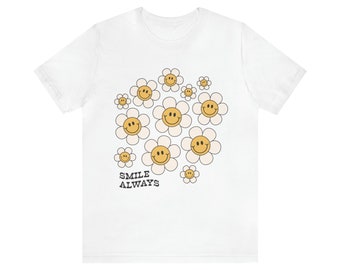 Smile Always, Retro Design, Colorful Tee, Groovy, Quote