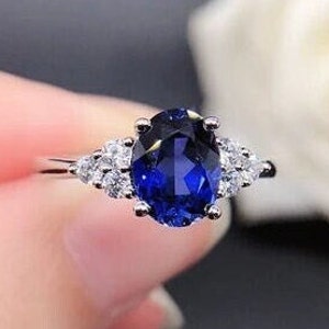 Blauer Saphir Frauen Ring 925 Sterling Silber Verlobung Hochzeit Ring Jahrestag Geschenk für sie