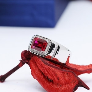 Natural garnet ring Mens Garnet Ring 925 Sterling Silver Gift For Him Garnet Statement Ring Promise Ring January Birthstone mens Ring