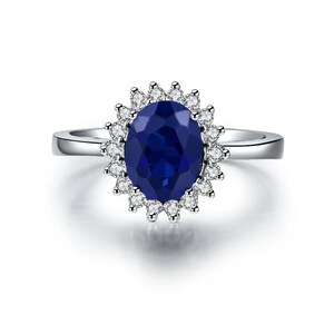 Blauer Saphir Frauen Ring 925 Sterling Silber Verlobung Hochzeit Ring Jahrestag Geschenk für sie