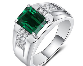 Men&#39;s Emerald Ring,  Emerald Signet Ring, men&#39;s wedding ring, men surprised ring, fathers day gift ,statement ring for men&#39;s