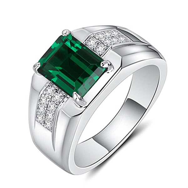 Men's Emerald Ring,  Emerald Signet Ring, men's wedding ring, men surprised ring, fathers day gift ,statement ring for men's