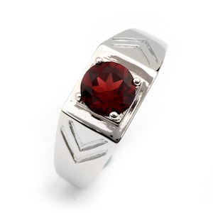 Natural garnet ring Mens Garnet Ring 925 Sterling Silver Gift For Him Garnet Statement Ring Promise Ring January Birthstone mens  Ring