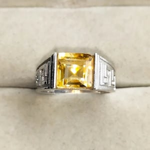 Natural citrine ring/ men ring/ 925 sterling siver ring /statement ring/ ring for men. Signet ring
