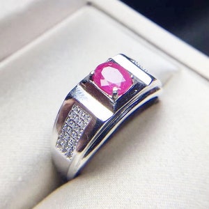 Natural Ruby Ring For Men in 925 Sterling Silver, Mens Ring, Statement Ring, Gift For Him