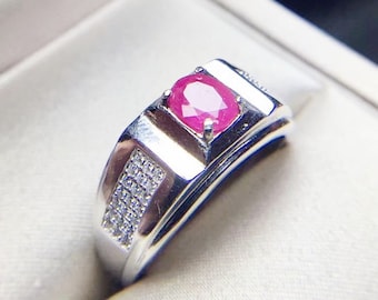 Natural Ruby Ring For Men in 925 Sterling Silver, Mens Ring, Statement Ring, Gift For Him