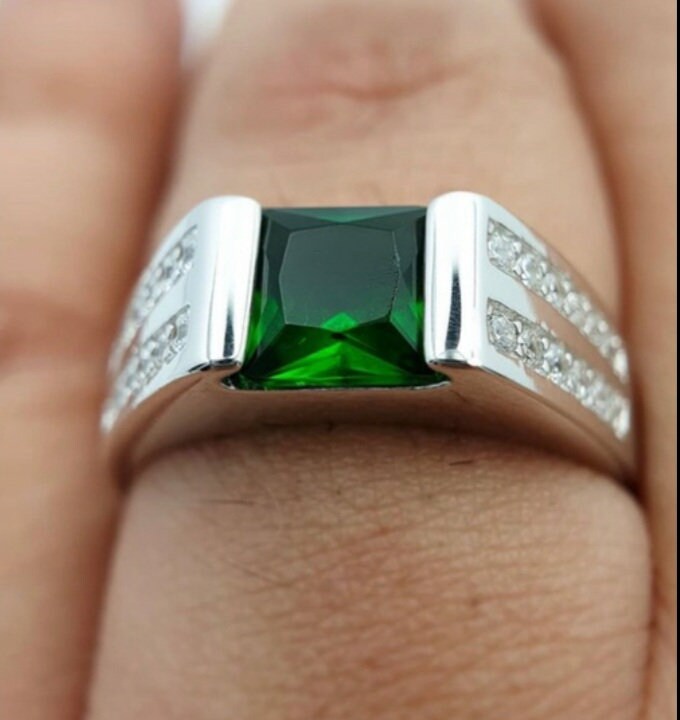 Men's Emerald Ring, Emerald Ring, Men's Wedding Ring, Men