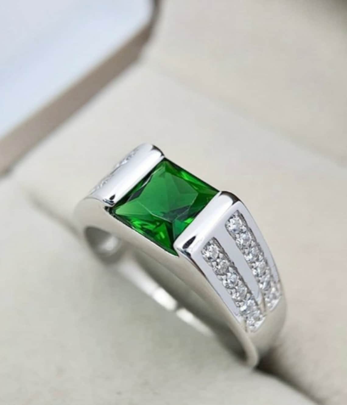 Men's Emerald Ring, Emerald Ring, Men's Wedding Ring, Men