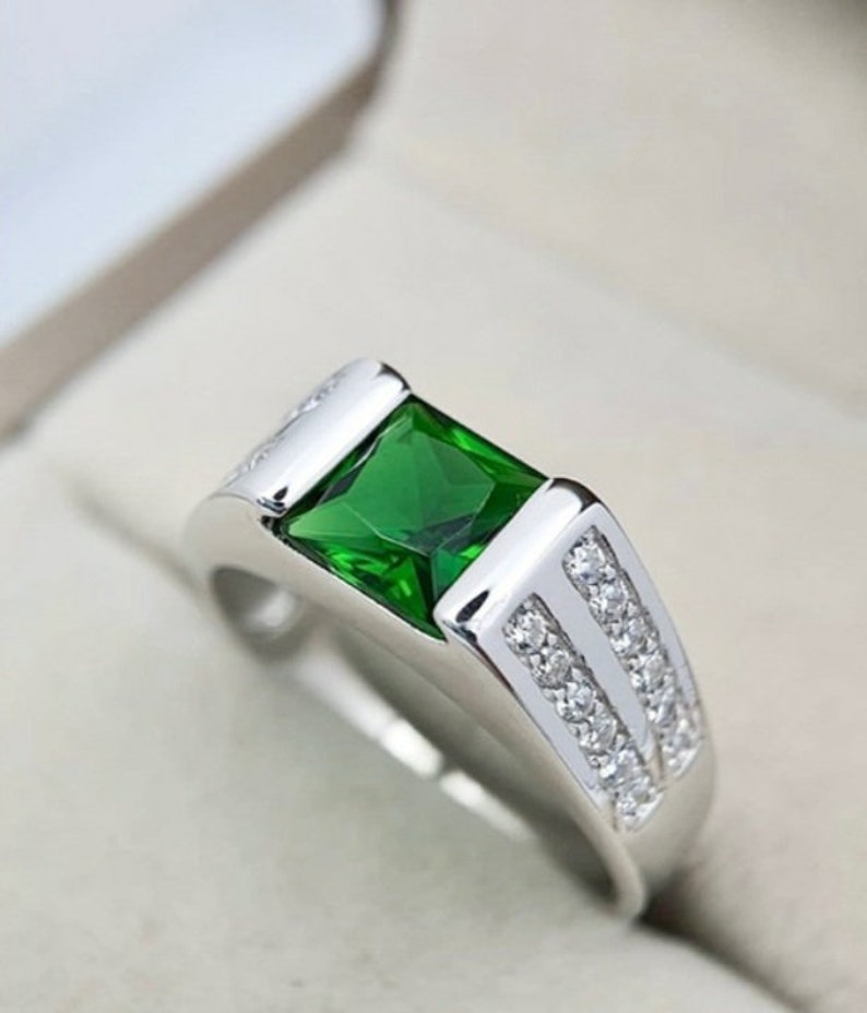 Men's Emerald Ring, Emerald Ring, Men's Wedding Ring, Men