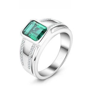 Men&#39;s Emerald Ring, Emerald 925 sterling silver Ring, men&#39;s wedding ring, men surprised ring, fathers day gift ,statement ring for men&#39;s