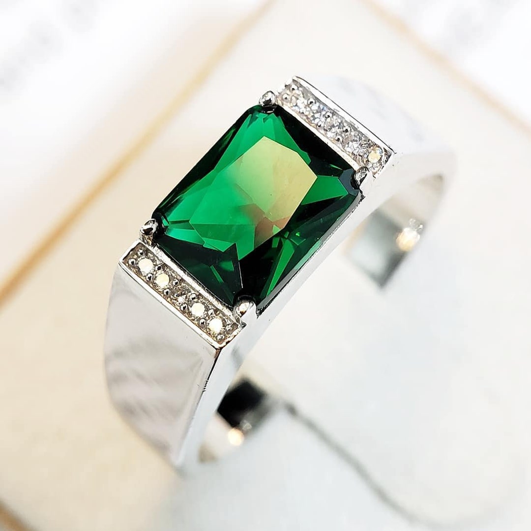 Men's Emerald Ring, Emerald Ring, Men's Wedding Ring, Men