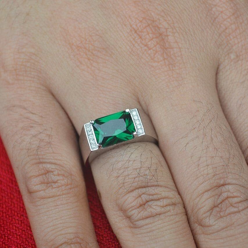 Men's Emerald Ring, Emerald Ring, Men's Wedding Ring, Men