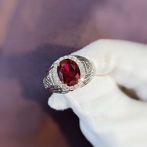 Natural garnet ring Mens Garnet Ring 925 Sterling Silver Gift For Him Garnet Statement Ring Promise Ring January Birthstone mens  Ring