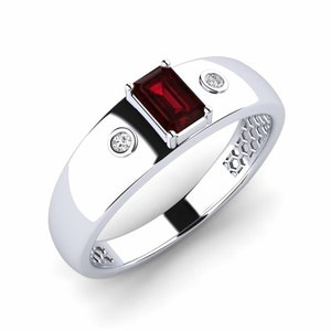 Natural garnet ring Mens Garnet Ring 925 Sterling Silver Gift For Him Garnet Statement Ring Promise Ring January Birthstone mens  Ring