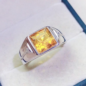 Natural Citrine Ring for Men , 925 Sterling Silver, AAA Quality Citrine Ring, Silver Ring, Handmade Jewelry, Gift for Him