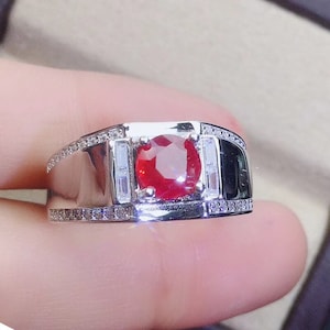 Natural Ruby Ring For Men in 925 Sterling Silver, Mens Ring, Statement Ring, Gift For Him