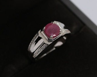 Natural Ruby Ring For Men in 925 Sterling Silver and 14k solid gold ring, Mens Ring, Statement Ring, Solitaire Ring, Gift For Him