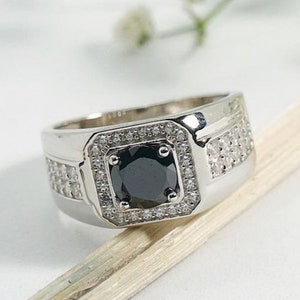 Natuurlijke onyxring, herenonyxring, zwarte onyxring, onyxstenen ring, herenhuwelijkscadeauring, sterlingzilveren herenring, onyxzegelring
