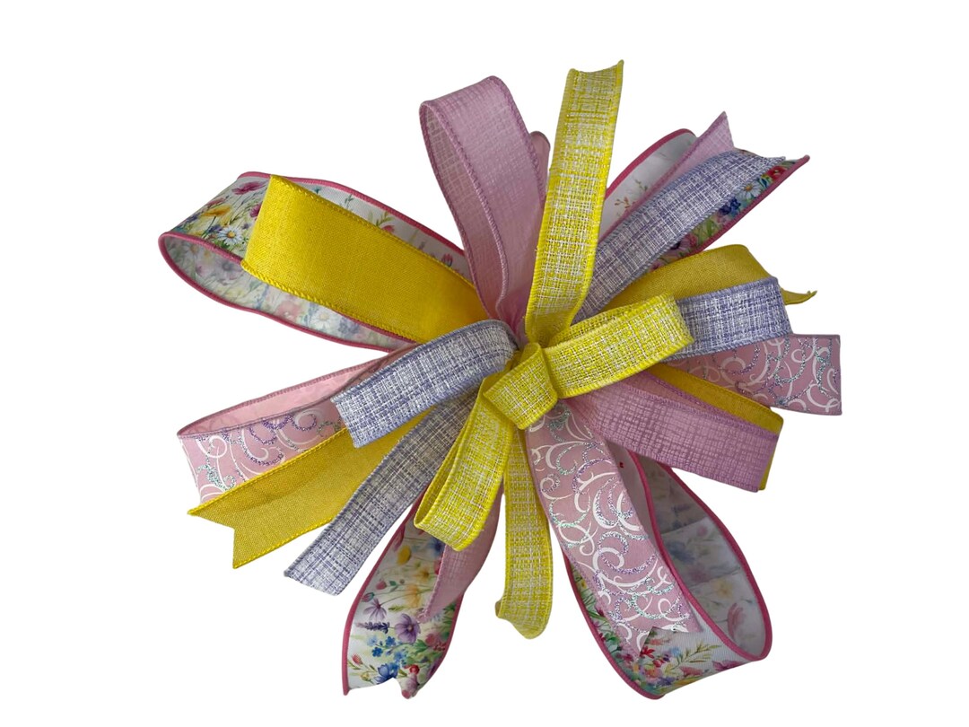 Pastel Spring Bow for Wreath, Easter Door Bow, Floral Front Door Decor ...