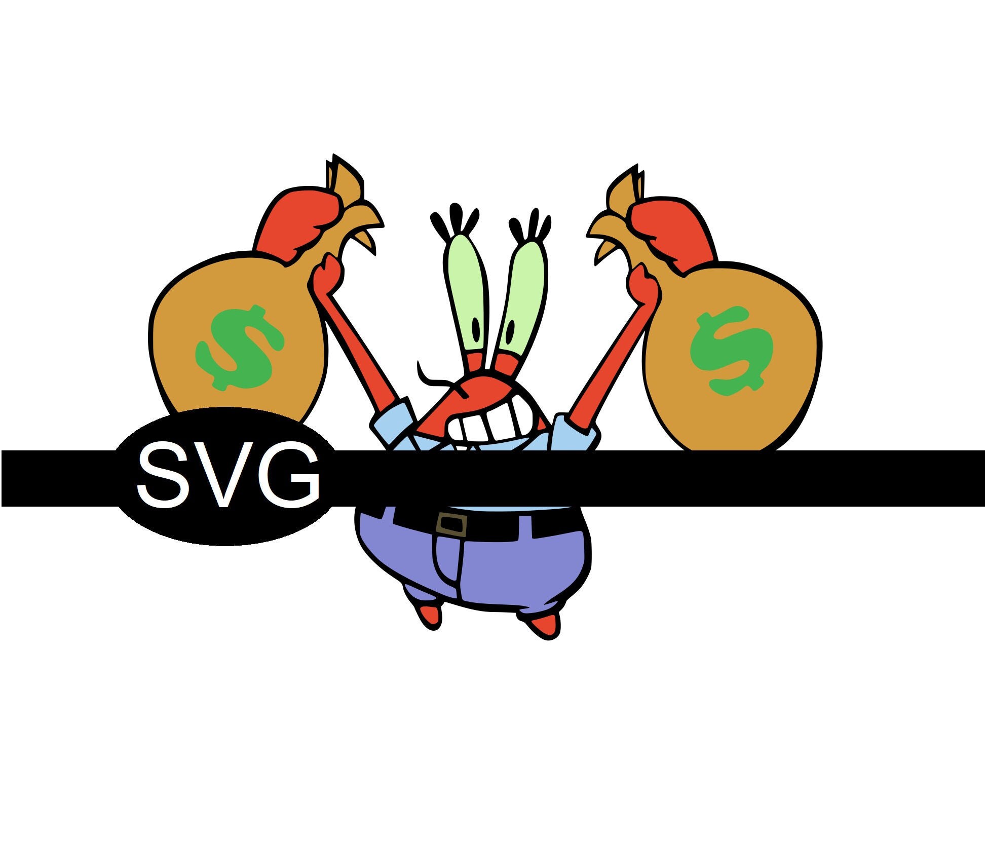 Mr. Krabs and money bags Layered SVG File Etsy