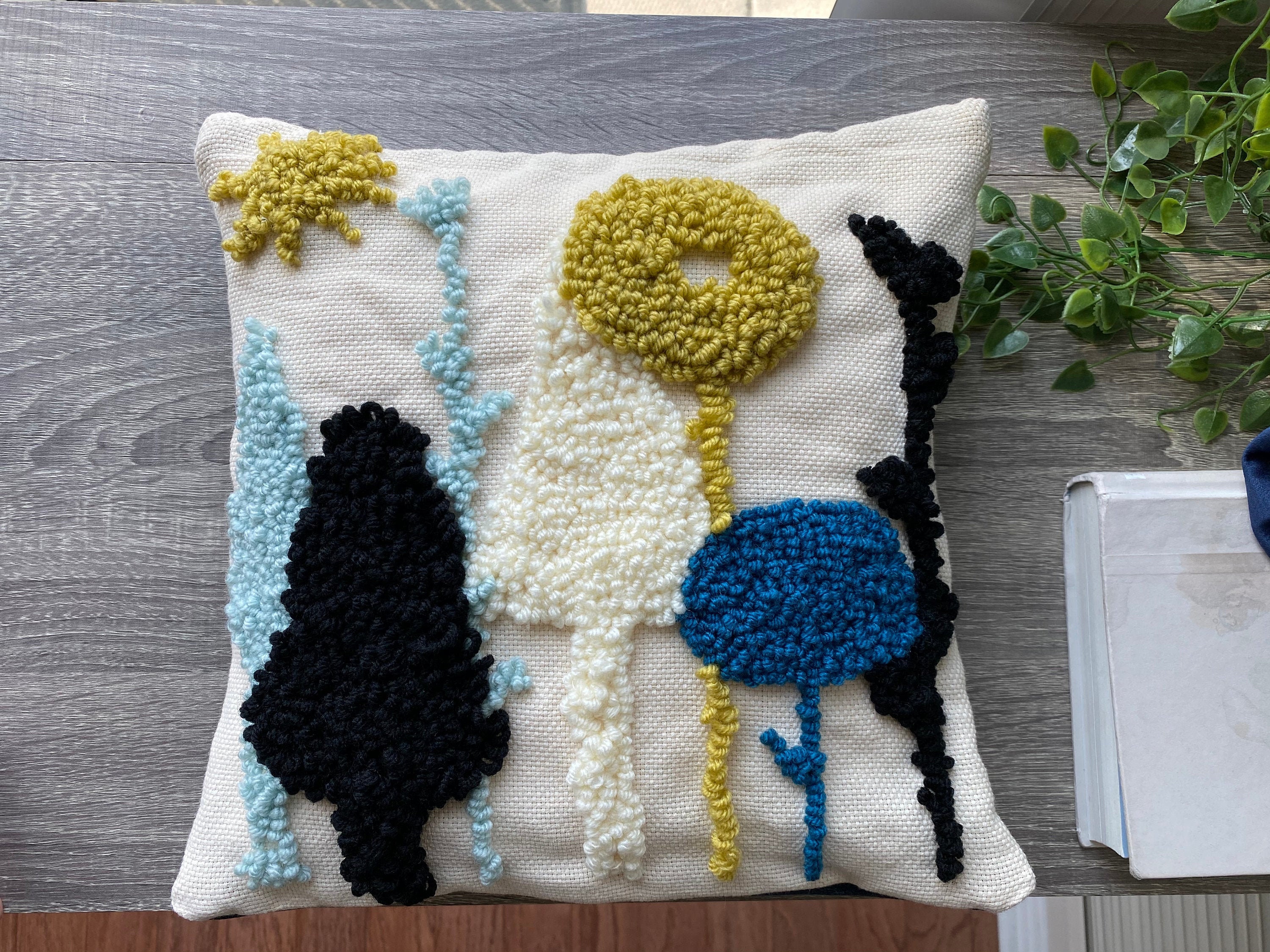 Decorative Punch Needle Throw Pillow Abstract Trees 12 x Etsy.de