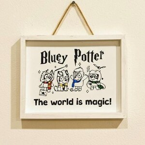 Bluey Potter Wooden Sign: Whimsical Kids Room Decor