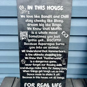 Bluey Inspired Wooden Family Rules Sign: Kids Playroom Decor