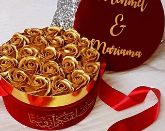 Nikkah gift box, forever roses wedding gift box, eternity roses gift box, personalised nikkah/wedding/anniversary gift hamper,