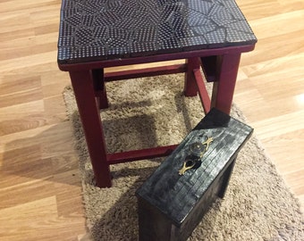 Renovated vintage end table with mosaic