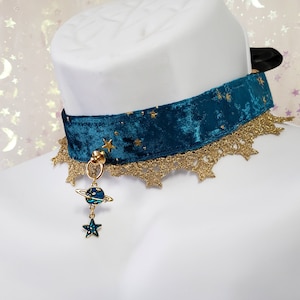 Sparkling Celestial Collar | Galaxy Constellation Star Magical Girl Velvet Kawaii Goth Fantasy Choker | Custom Ribbon Satin Luxury E-Girl