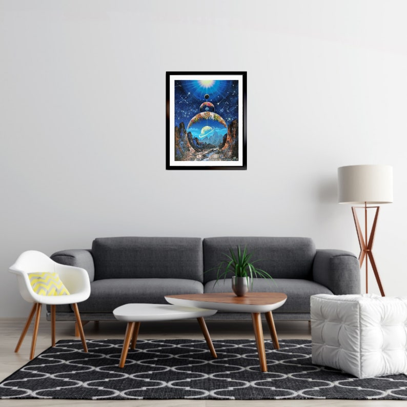 Space Original Oil Painting Parade of Teen Room Wall Decor Star