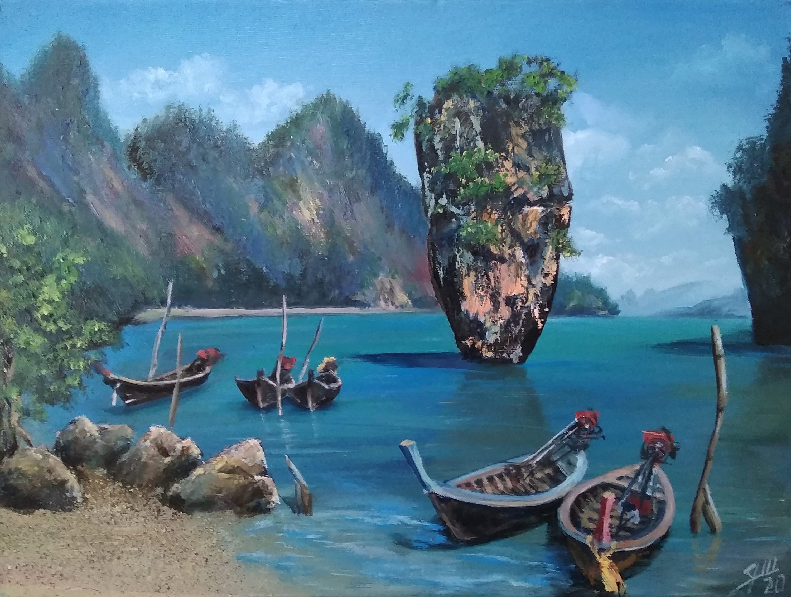 Phuket Wall Decor Thailand Oil Painting Canvas Sight James Etsy