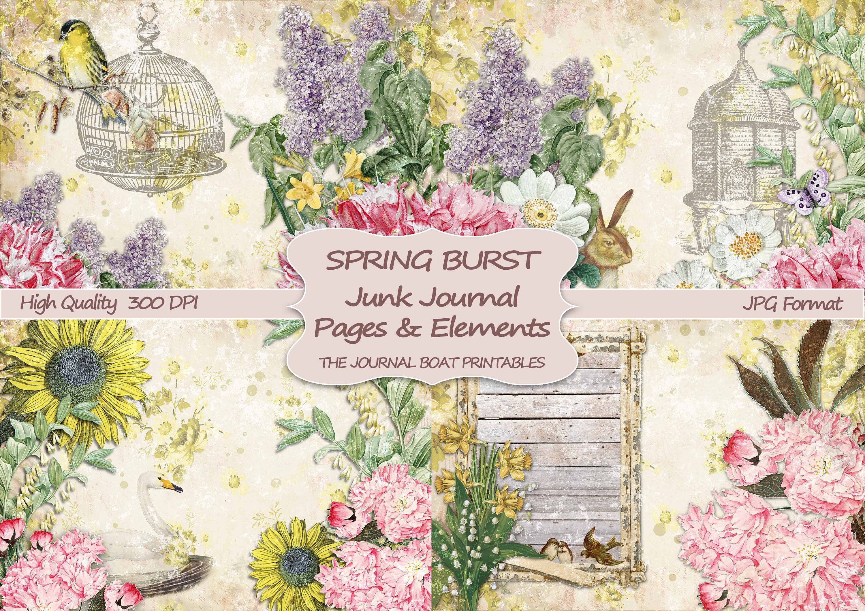 Spring Burst, 18 pages, Junk Journal Printable, Printable Junk Journa…