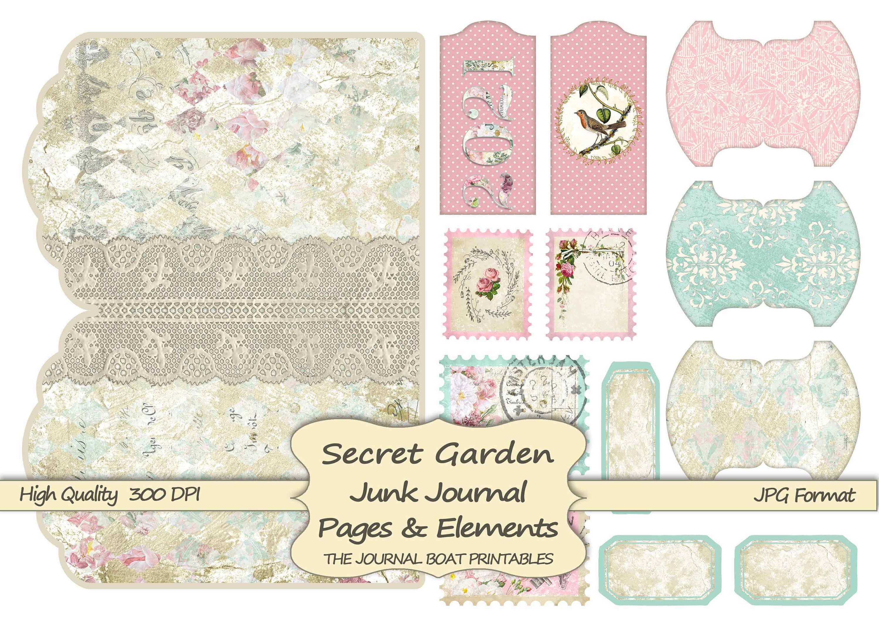 Junk Journal Kit Jardín Secreto Rosa Efemérides Vintage | Etsy