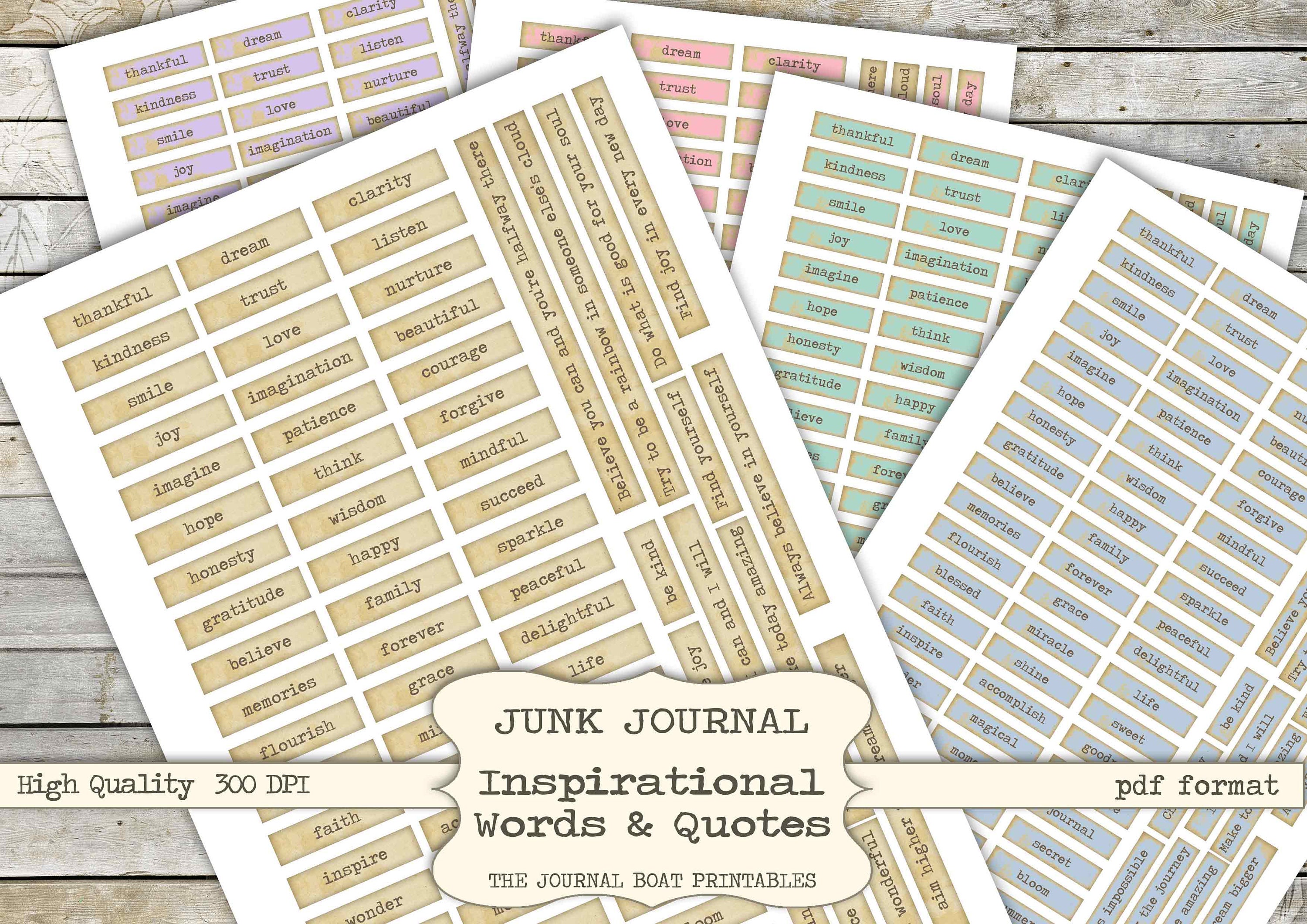 Journal Words, Inspirational Quotes, Vintage Ephemera,  Digital Downl…